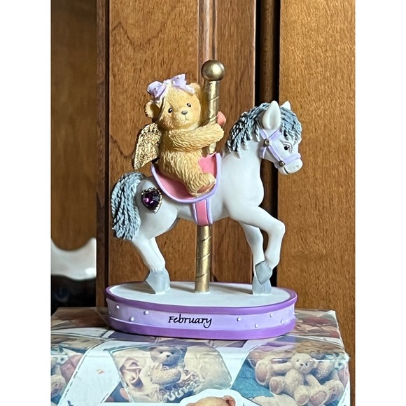 Vintage Cherished Teddies February Monthly Carousel Bear Amethyst Birthstone - Picture 2 of 7